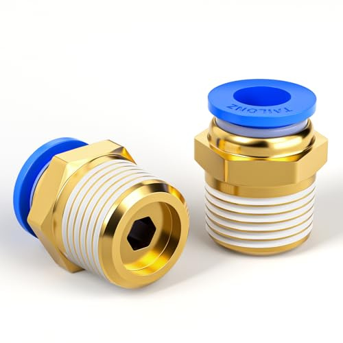 TAILONZ Raccordo Dritto Maschio 8mm x 3/8 BSP Push-In PC8-03 (10Pz)