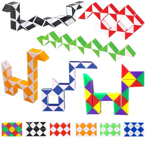 Blocks Magic Snake Cube, Mini Snake Puzzles Magic Ruler, 3D Twist Puzzle Toys Intelligence, Fidget Toys, Great Gift for Boys and Girls, for Toddlers Kids & Adults