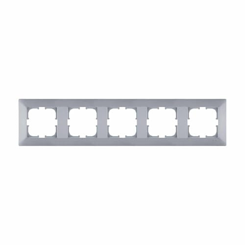 EXEN - Serie ODAK Rahmen 5-fach für Lichtschalter und Steckdose - Panel für Wandlichtschalter und Steckdosen - Silber - 368mm - O105/10E