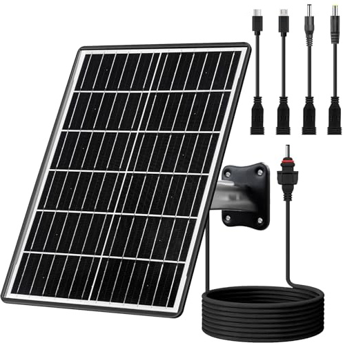 Kit de panel solar de 15W con batería integrada de 16000mAh, voltaje: 5V/6V/9V/12V, intensidad de corriente:1,5A.Características USB-C,micro-USB y DC 2.1/1.7/1.35 mm. Compatible con todos