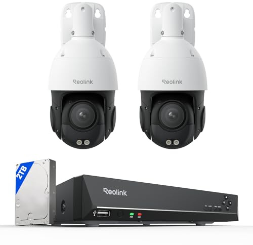Reolink 4K PTZ Surveillance System, 2Pcs 4K PoE Security Cameras with 3D 16X Optical Zoom RLC-823S2 Bundle with 8CH NVR RLN8-410, Secure 24/7 Local Storage, Auto Tracks, Human/Vehicle/Pet Detection