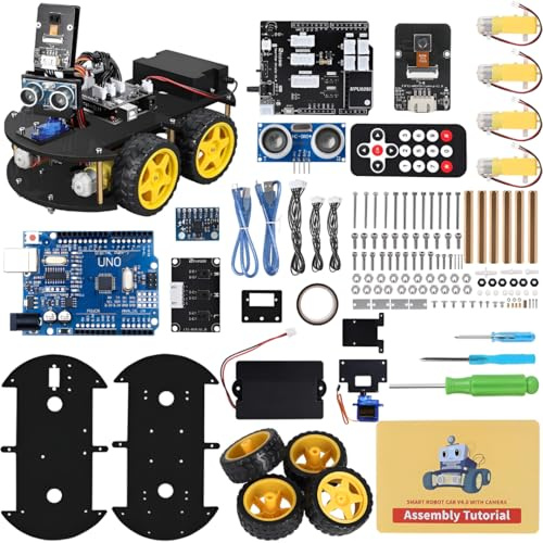 Smart Robot Car Kit with Camera Compatible with Arduino IDE | STEM Robot kit with WiFi, Obstacle Avoidance, Line Tracking & Remote Control | Educational Coding Toy for Kids & Adults (UNO R3 Included)