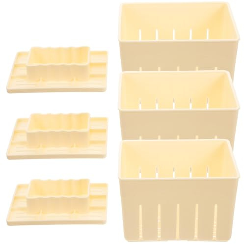 BESPORTBLE Molde Para Hacer Tofu Prensa De Tofu Con Tapa Herramienta De Prensa De De Plástico Para Elaborar Queso Fresco Y Casero Juego De 3 Piezas 5.51X4.13X3.54in