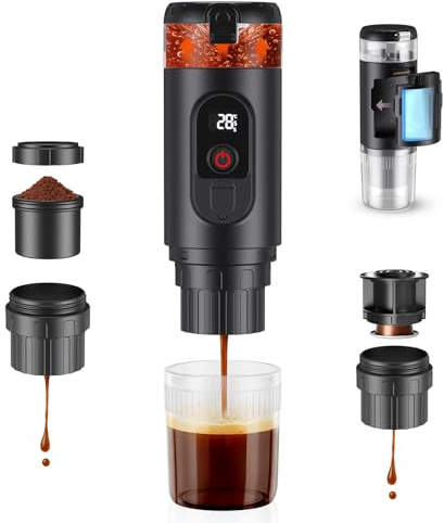 GJCrafts Cafetera Portatil Capsulas, Compatible con Cápsulas NS y Café Molido, Maquina de Cafe, Cafetera Capsulas Portatil, Calienta Agua Batería Recargable USB, Ideal Viajes, Camping y Oficina