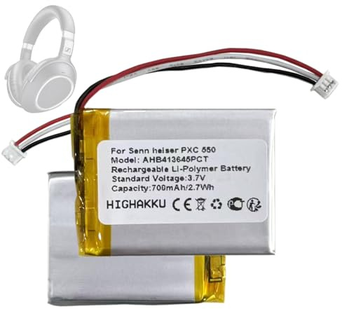 HIGHAKKU Ersatzakku Batterie AHB413645PCT kompatibel mit Senn-heiser EPOS Adapt 660, MB 660, PXC 550, 507271-88, Momentum 4 Wireless Bluetooth Kopfhörer