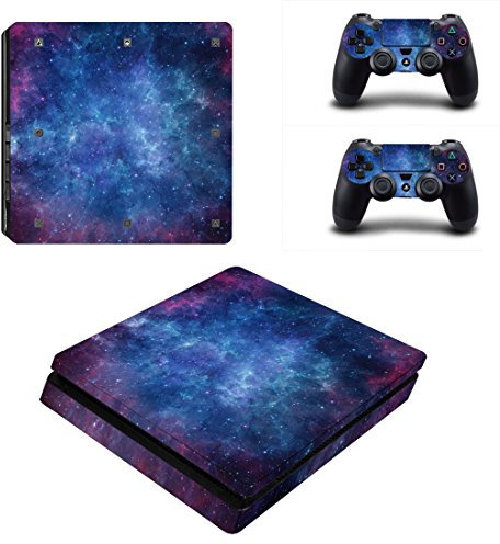 Morbuy PS4 Slim Skin Vinyl Autocollant Decal Sticker pour Playstation 4 Slim Console + 2 Dualshock Manette Set (Sky Stars)