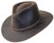 B&S Premium Leder Fedora - Hut mit breiter Krempe - Hochqualitatives Leder - Wasserabweisend - 60cm Dunkelbraun