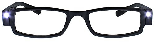 Die Lesebrille Unternehmen Beleuchtet LED Nachtzeit Licht Leser Herren Damen Schwarz L1-1 +1,00