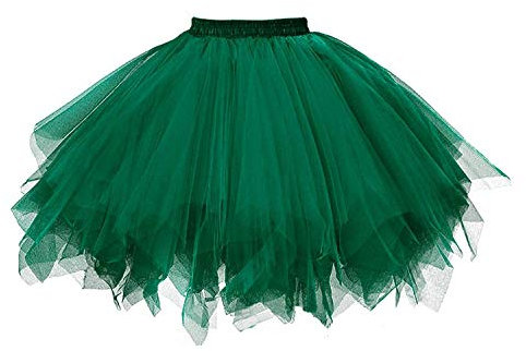 Karneval Damen 80er àœbergröße Grün Puffy Tüllrock Tütü Röcke Tüll Petticoat(MEHRWEG), Schwärzlich Grün, XL/XXL/XXXL