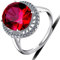 Prinzessin Diana William Kate natürlicher Peridot Rubin Verlobungsring Halo Edelstein Ring verstellbar offen 925 Sterling Silber Damen Schmuck Geschenkbox Gr. Einheitsgröße, rot