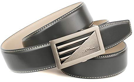 Anthoni Crown Herren Ledergürtel Gürtel, Grau, 100