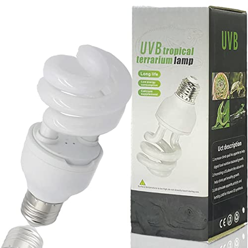 QeeHeng Tortue Légère Reptile UVB 10.0,Ampoules de Tortue Lampe de Terrarium Compacte à économie D'énergie pour Reptiles du Désert Serpent/Lézard/Insecte/Tube en Spirale Léopard (UVB10.0 13W)