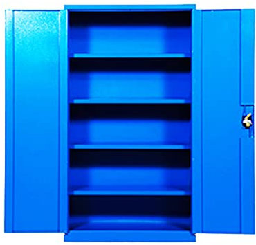 Stahl Stehend Werkzeugschrank mit 4 Verstellbaren Einlegeböden, Verschlusssystem Perfekter Organizer für Kfz-Werkzeuge für Mechanik und Hausgarage, Blau (Color : Blue)