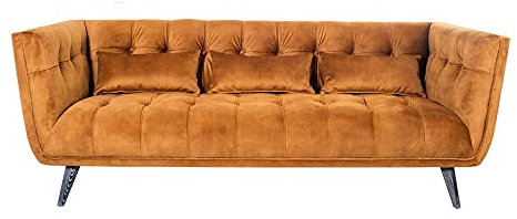 Vintage Line Clubsofa Woodbrook 3-Sitzer Velvet-Brown samt Loungesofa Couch Sofa