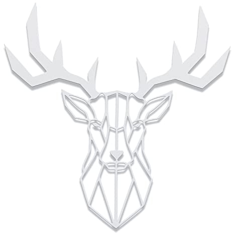 teileplus24 DS07 Wanddeko Metall | Wandbild | Metallbild | Geometrische Wandkunst | 60 x 60 cm, Farbe:Hirsch Weiß