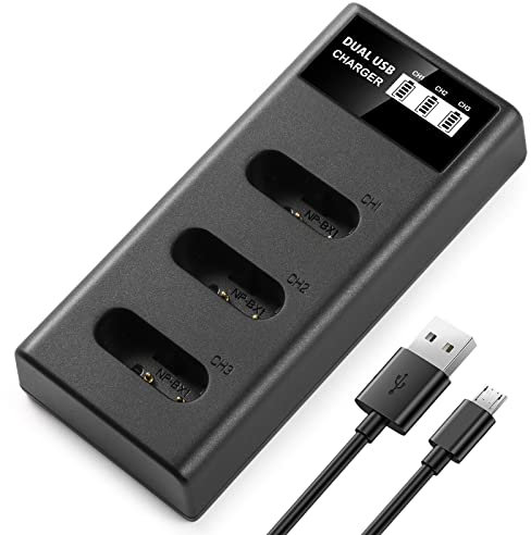 ENEGON NP-BX1 Battery Charger Triple Slot LCD USB Charger Compatible with Sony NP-BX1, Sony ZV-1 Cyber-Shot DSC-RX100 DSC-RX100II/III/M4/M5/M6/M7/Ⅳ/Ⅴ/Ⅵ/Ⅶ/VA DSC-RX100M II HDR-CX405