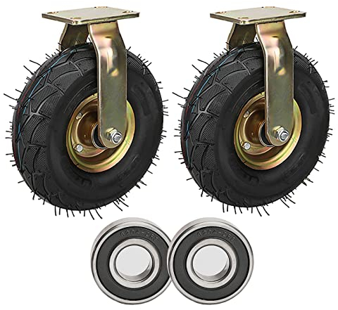 LIGUOYI 2 Bockrolle - Schubkarrenreifen Schwerlastrollen - Gummi Luftbereift Ø 200mm 220mm Ersatzrad - Robust Und Haltbar Leise rutschfest 350Kg Gesamtkapazität - Transportwagen Rad (Size : 200mm)