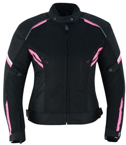 Chaqueta rosa perforada tricapa de verano para moto Mujer (XL)