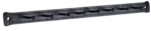 BOSKY Iron Key Holder for Wall - 38 cm Long Hand Engraved Decorative 8 Key Hooks for Bags, Keychains, Coat ~ Vintage Farmhouse Style Wall Mount Key Rack (Black)