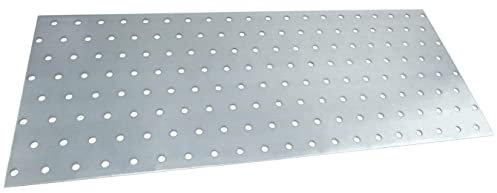 AERZETIX - C58315 - Juego de 2 Placas de montaje perforadas 160x400x2mm con 160 agujeros - en acero galvanizado Z275 - fijación de metal madera - color plata