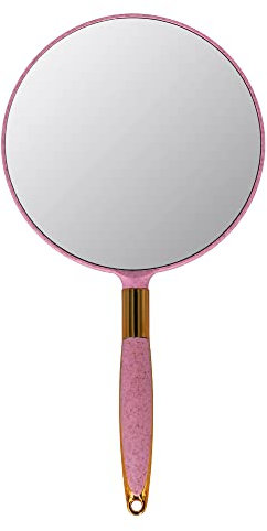 YCHMIR Handspiegel mit Griff, Friseur-Handspiegel für Salon, Rosa, 17,5 x 33 cm