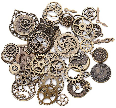 sitengjun Steampunk Deko Basteln, 40 Stück Steampunk Anhänger Charms, Metall Retro Zahnrad Charms, Antike Anhänger Steampunk Charms Schmuck DIY
