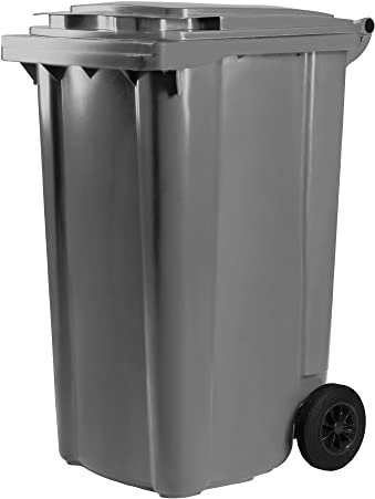 Bauer Mülltonne mit 2 Rädern und Deckel, Müllgroßbehälter, Abfalltonne, Mülleimer, Volumen: 240 Liter, Farbe: Hellgrau