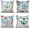 ASDCXZ Maritim Kissenbezug 50x50 cm 4er Set, Maritim Anker Seekompass Schale Weiß Sofa Dekokissen Kissenbezüge Kissenhülle Waschbar Polyester Leinen Textil Polster Kopfkissenbezug Kissen Bezug