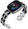 Niboow Bracelet Compatible avec Fitbit Versa 4/Sense 2, Femmes Métal Sangle Compatible avec Fitbit Versa 4/Sense 2 - Argent avec Noir