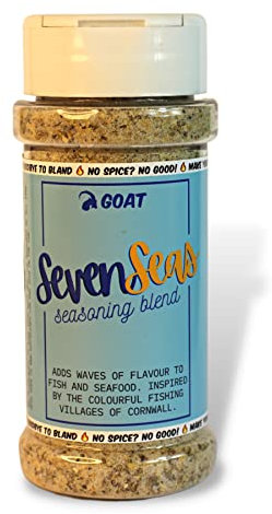 The GOAT Seven Seas Seasoning Blend & Rub - perfect for seafood or other savoury foods. 75g Shaker. A Delicious taste of Cornish seasoning. Artisan spice seasoning.