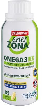 Enervit, Enerzona Omega 3 RX 85 Capsule da 1g Senza Ritorno di Gusto, Integratore Omega 3 IFOS, Acidi Grassi per Cuore, Vista e Cervello, Olio di Pesce 1000mg Capsule, Fish Oil Senza Glutine