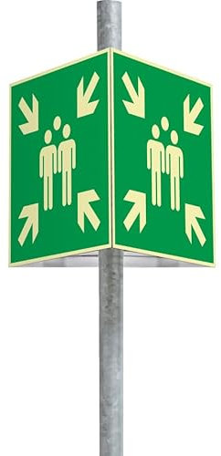 Schild | PERMALIGHT power langnachleuchtend Dreieckset Sammelstelle, Aluminium, 400x400mm, mit Befestigung