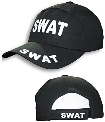 WickedFun® SWAT FBI Sicherheitskappe für Erwachsene, Unisex, Militär-Kampf, Schwarz, Swat Mütze, One size