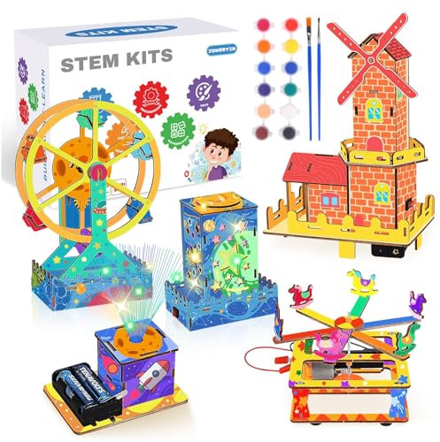 3D Holz Puzzle für Kinder, Leuchtender Holzbausatz Mechanischer Construktion mit LED-Licht, Lernspielzeug Weihnachtstag Geburtstags Geschenk (Architektur)