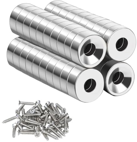 Neodym Magnete,40 Stück Magnete Extra Stark,Neodym Magnete Extra,Mit Loch 10x3-3 mm,Groß Stark Rund,für Magnetplatte, Küche, Kühlschrank