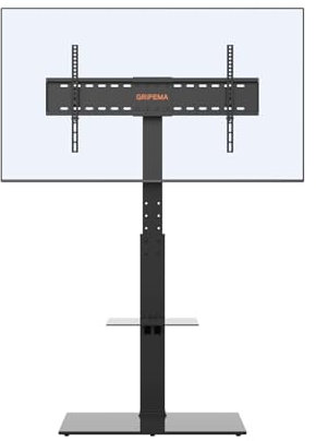 GRIFEMA GB3002 Soporte TV Pie Universal para Televisores de Plasma/LCD/LED hasta 85 Pulgadas, Soporte TV Suelo con EEstantes de Vidrio Templado de 2 Niveles, hasta 60 kg, VESA MÁX. 400x800mm