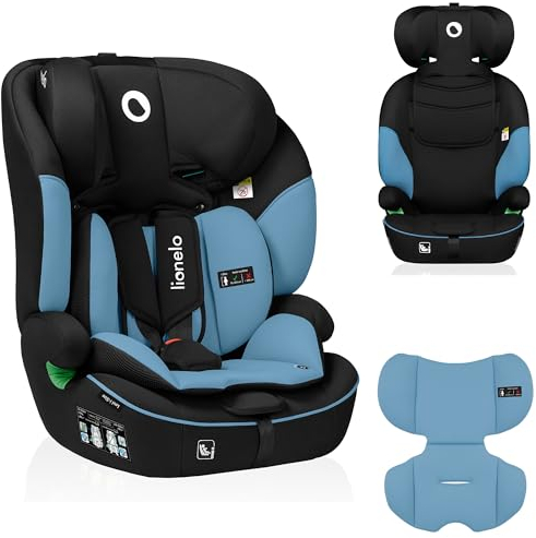 LIONELO Levi i-Size Kindersitz 76–150 cm R129 geprüft, Gruppe 1/2/3, vorwärtsgerichtet, Gurtmontage, 10-fach höhenverstellbare Kopfstütze, Memory Foam, Dri‑Seat Einlage, Seitenschutz, ab 15 Monaten