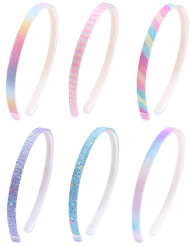 bandeaux à paillettes en plastique,6 Pcs Serres-têtes Fille Jolis bandeaux antidérapants avec dents Accessoire de cheveux pour fête quotidienne