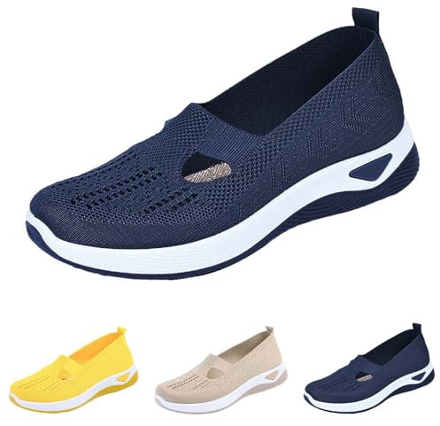 Riou 2025 Zapatillas Ortopedicas para Mujer - Zapatos sin Cordones para Caminar con Manos Libres, Transpirables para Senderismo al Aire Libre