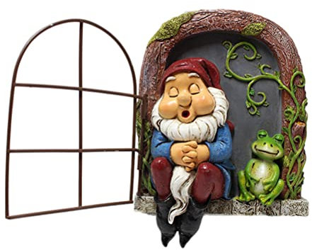 BSTCAR Baum Tür Garten Statue Gnom Harz Gnom Figur, Elf Out The Door Tree Hugger, Baum Gnom Dekoration für Patio Rasen Dekoration
