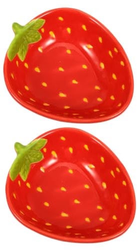 Ciieeo Strawberry Bowl Set, 13cm Adorable Ceramic Strawberry Dishes for Dessert and Fruit, Versatile Serving Dishes for Home