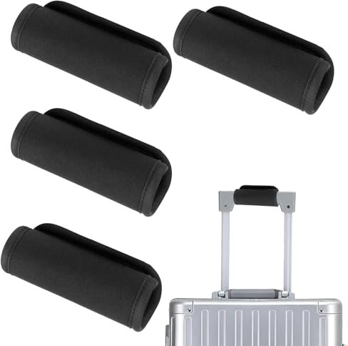 4 Stk Koffergriff Abdeckung, Gepäckgriff Abdeckung, Gepäckgriff Schutzhülle, weich Komfortable Neopren Gepäckgriff Wrap, Schwarz Abnehmbare Griffpolster für Reisetasche Gepäck Koffer Reisezubehör