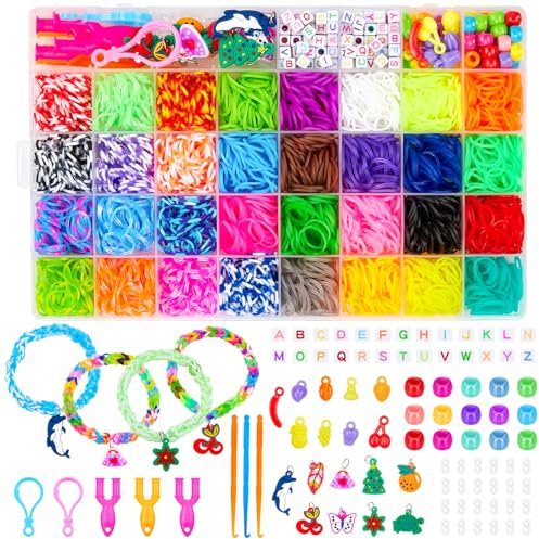 Sofore Loom Bänder Set Mit 40 Rastern & 2500+ Bunte Gummibänder - Gummibänder für Armbänder, Loom Bänder für Kinder und Mädchen