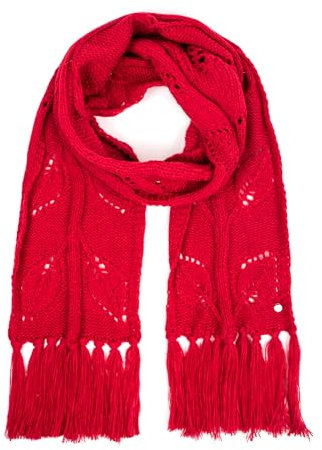 HEYO Damen Schal für Winter, Kuschelig, Warm, Winterschal mit Fransen HSD01 (Rot)