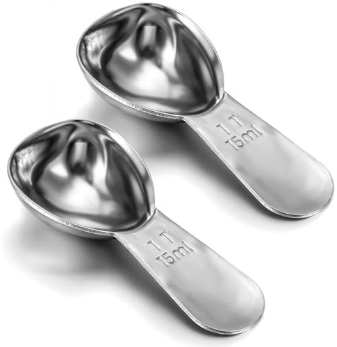 2 Stück Kaffeelöffel Portionierer Kaffee Messlöffel 15ml Edelstahl Kaffeemesslöffel Kurze Griffe Dosierlöffel für Losen Tee Portionierer Esslöffel für Kaffee Tee Zucker Mehl