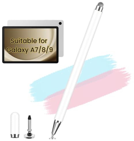 Stylet capacitif haute sensibilité pour Samsung Galaxy Tab A7/A7 Lite, A8/A8+ Plus, A9/A9+ Plus, iPad, Fire HD, Microsoft Surface - Blanc