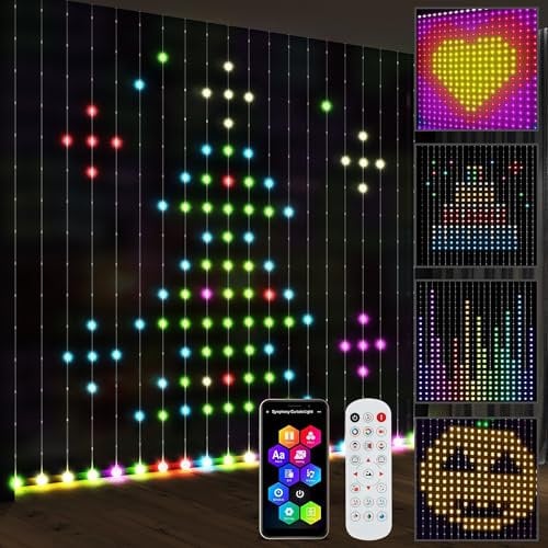 HOMCOM LED Curtain Fairy Lights with Remote, App Control, RGBIC Color Changing Window String Display for Bedroom Living Room, Dynamic DIY Hanging, 3x3m, 400 LED