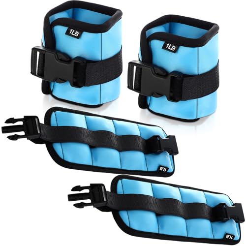 Hollowfly 2 Pairs Ankle Wrist Weights for Dry Land or Aquatic Exercise Aqua Cuffs Aqua Aerobics Fitness Bands for Ankle and Wrist Adjustable Weights for Swimming Pool Workout Equipment
