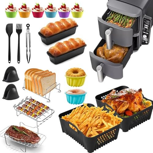 Set di accessori per friggitrice ad aria calda, set da 18 pezzi, accessori per friggitrice ad aria calda Ninja doppio cestello XL 9,5 l, SL400EU e AF400EU