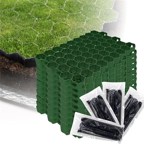 10x Paddockplatte Rasengitter 60x40x4 zur Parkplatzgitter +4X Bodenanker (10, Grün 60x40)